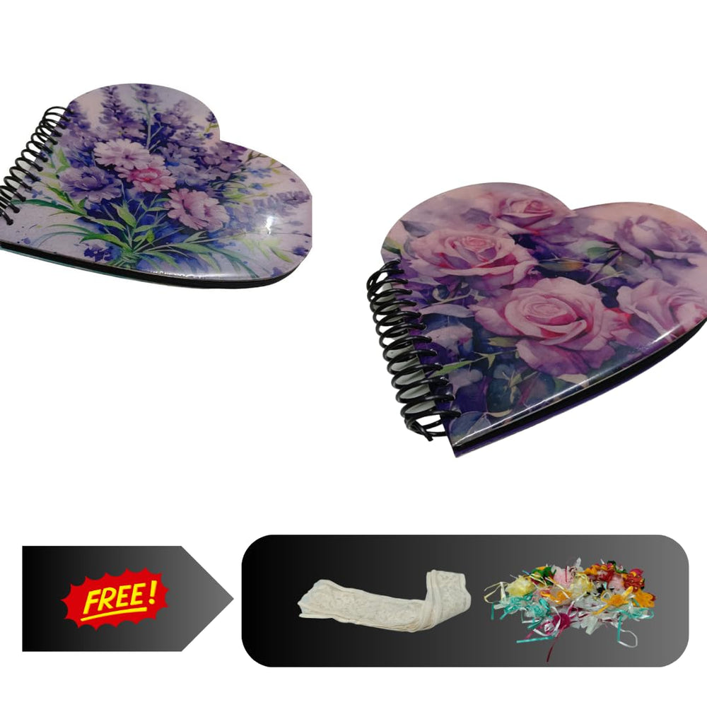 snoogg heart shape scrapbook journals album hard wood u v printed with resin art cover with