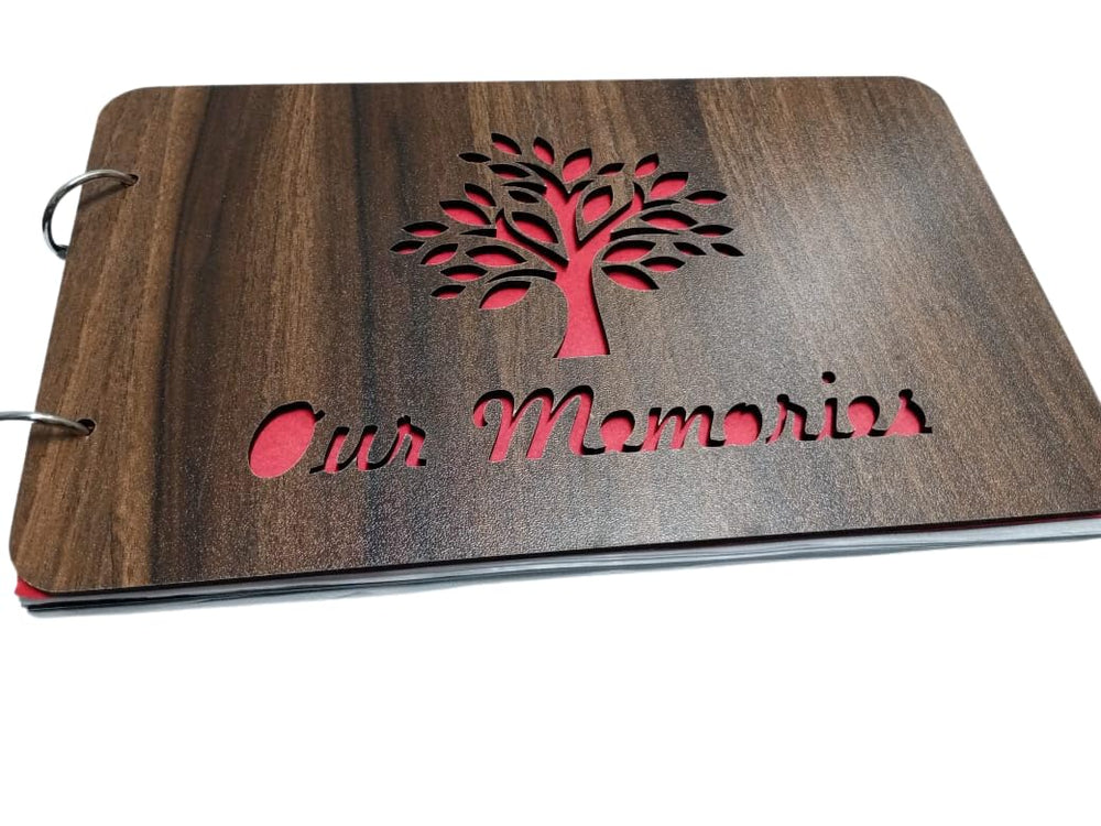 snoogg wooden front and back cover scrapbook with 60 page photo album rectangle 10x6 inch w