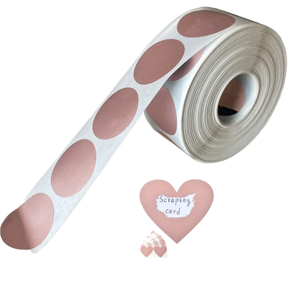 SNOOGG 300 Round 1-Inch Rose Gold DIY Scratch Off Stickers - Round Shape Perfect for Wedding Favors, Baby Showers, Party Games, Events, Promotions & Crafts (Rose Gold)