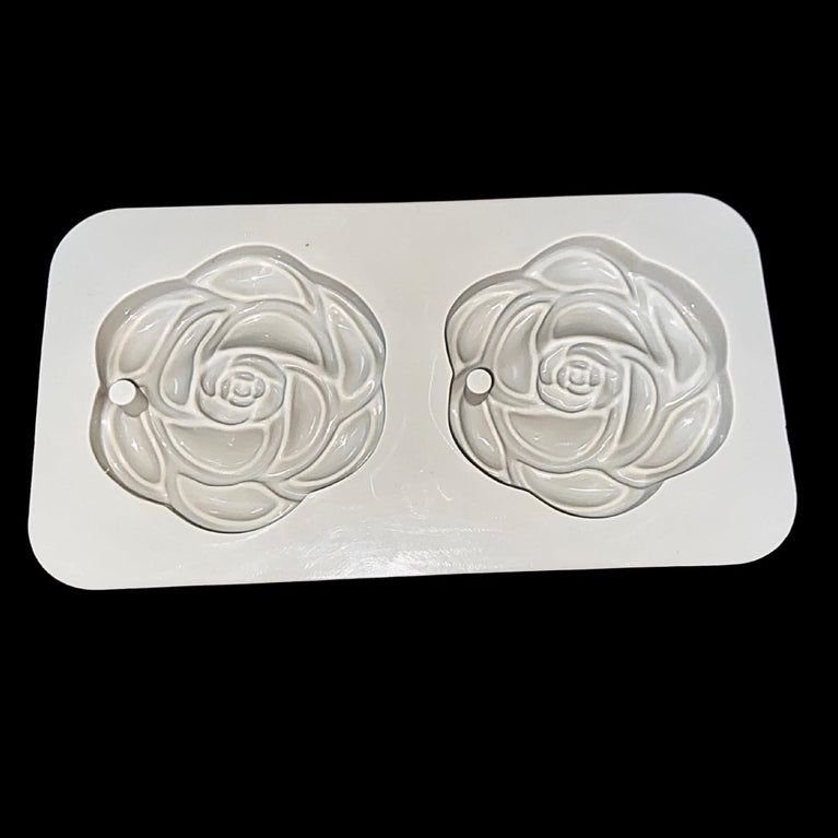 SNOOGG Twin Bloom Rose Silicone Mold 2 Cavity Epoxy Resin Eco Gypsum Alternate to Jesmonite Casting for Soap Making Wax Melts Scented Tablets Ornaments and DIY Crafting