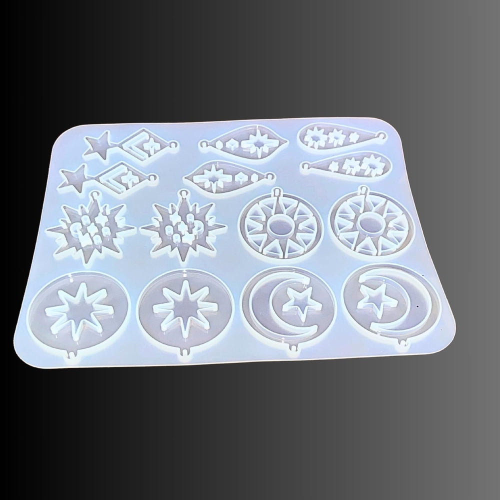 SNOOGG Celestial Sunburst Gear Silicone Mold Set Epoxy Resin Eco Gypsum Alternate to Jesmonite Casting for Jewelry Making Pendants Earrings Keychains and Charms