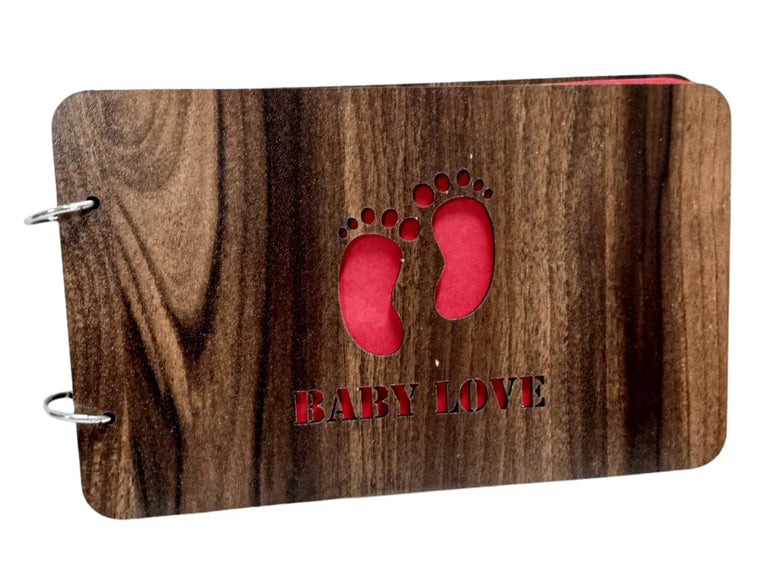 snoogg wooden front and back cover scrapbook with 60 black page photo album rectangle 10x6