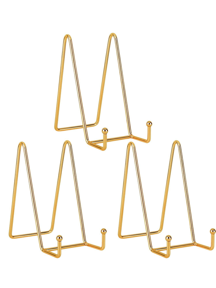 snoogg 6 inch pack of 3 display stands rose gold plate stands metal frame holder stand for
