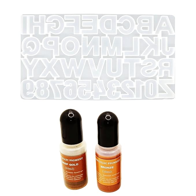 snoogg resin silicone abcd mold without hole and gold and bronze colour metallic alcoholic