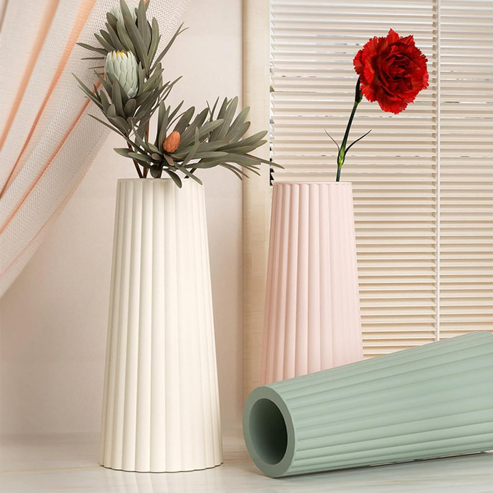 SNOOGG Striped Vase Silicone Mold for Resin Casting 8 inch Tall Flower Pot Mould for Epoxy Gypsum Concrete Cement Wax Candles DIY Pen Holder Home Decor Art Craft