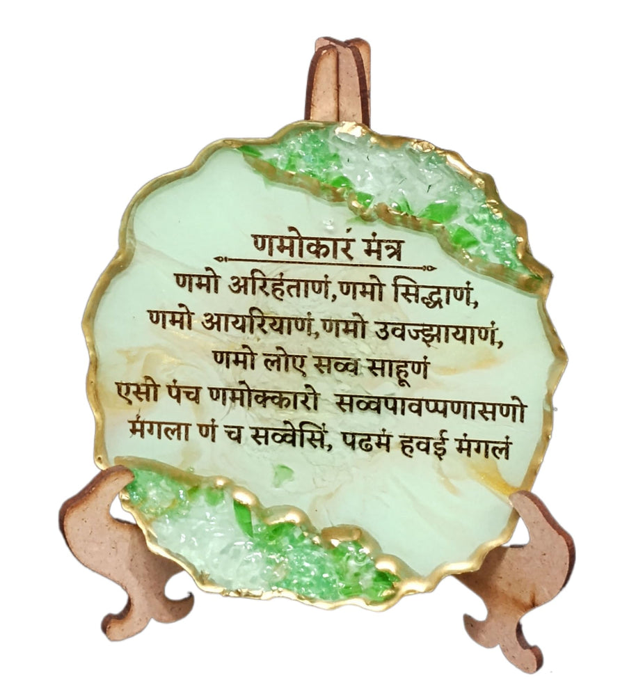 snoogg 4 inch resin art green namokar navkar mantra desk frame meticulously crafted by arti