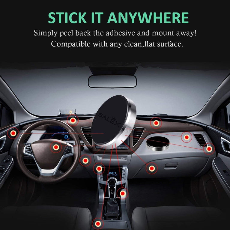 SNOOGG Strong Magnetic Mounts 1 Pack Gold with 3M Adhesive. Flat Cell Phone Holder for Car Dashboard, Wall, Mirror. Cute Stick on Universal Kit for Tablets, Smartphones for Girls, Women (1)