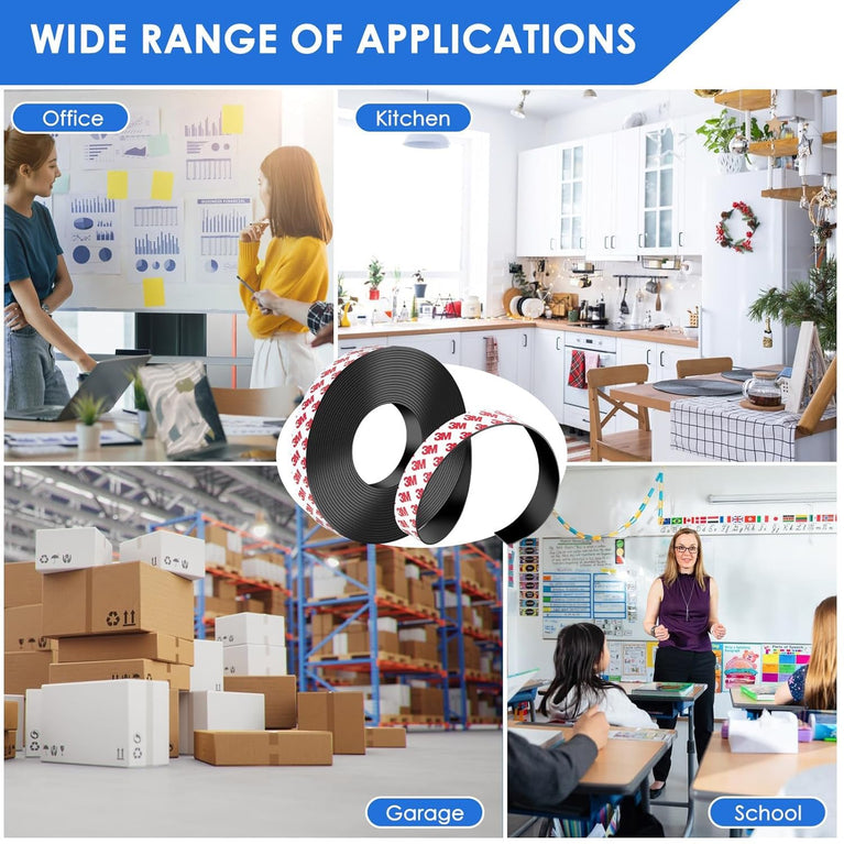 SNOOGG Magnetic Tape, 1 inch in Width and 10 feet in Length, Flexible Sticky Magnetic Strips with Adhesive Backing for whiteboards, refrigerators, Kitchens, garages, Craft and DIY Projects (5 Feet)