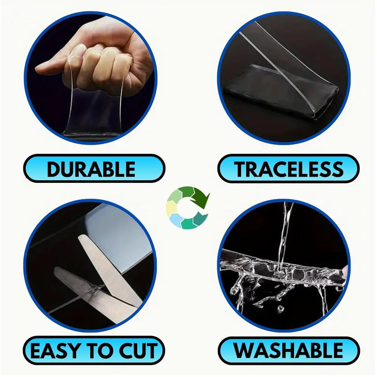 SNOOGG 30mm x 16.5 Feet Pack - 2 Heavy Duty Nano Tape Extra Strong Double Sided Mounting Tape, Washable & Reusable Adhesive Grip for Walls, Picture Hanging, Decorations, Crafting, Fixing, DIY