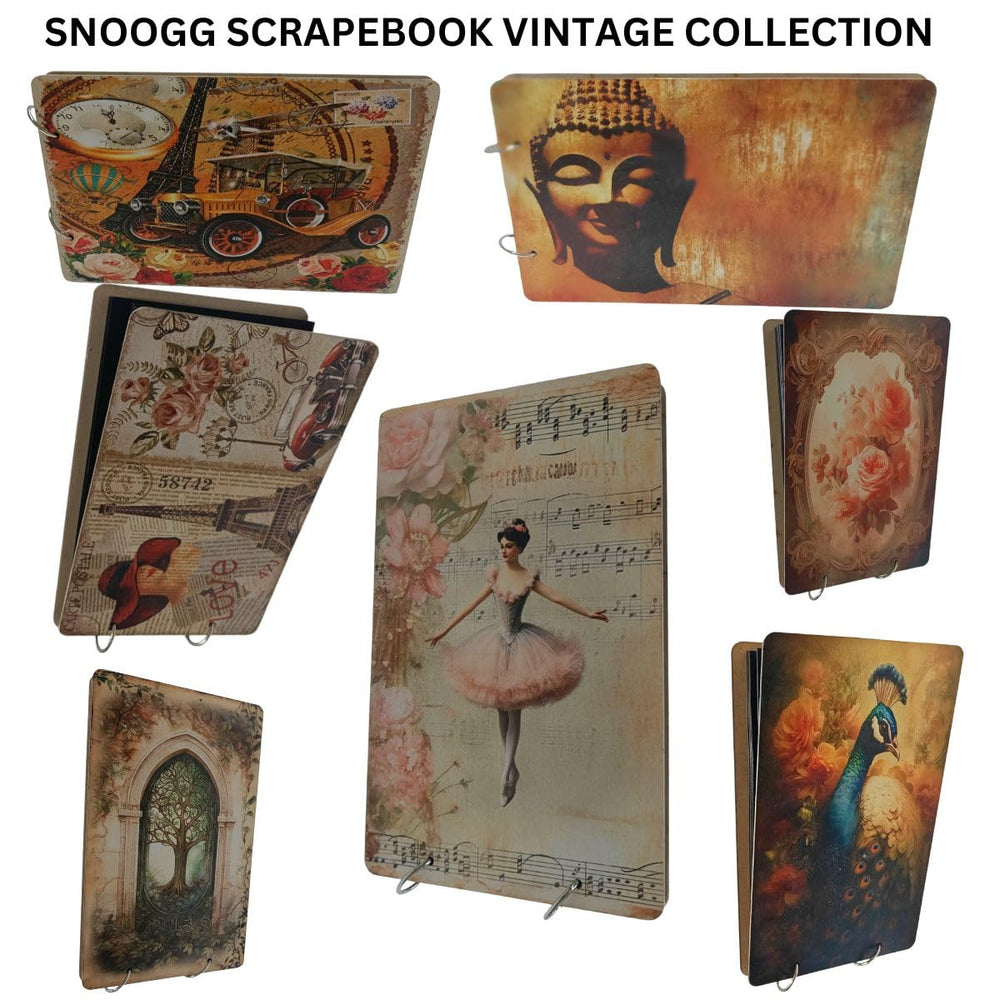 snoogg scrapbook 60 page photo album rectangle 10x6 inch 280 gsm with uv vintage design pri