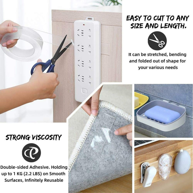 SNOOGG 30mm x 16.5 Feet Pack - 2 Heavy Duty Nano Tape Extra Strong Double Sided Mounting Tape, Washable & Reusable Adhesive Grip for Walls, Picture Hanging, Decorations, Crafting, Fixing, DIY