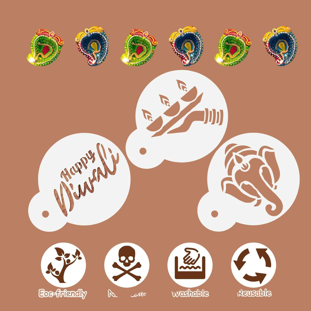 snoogg 25 reusable plastic stencils is ideal for adding hindu festival themed designs to yo