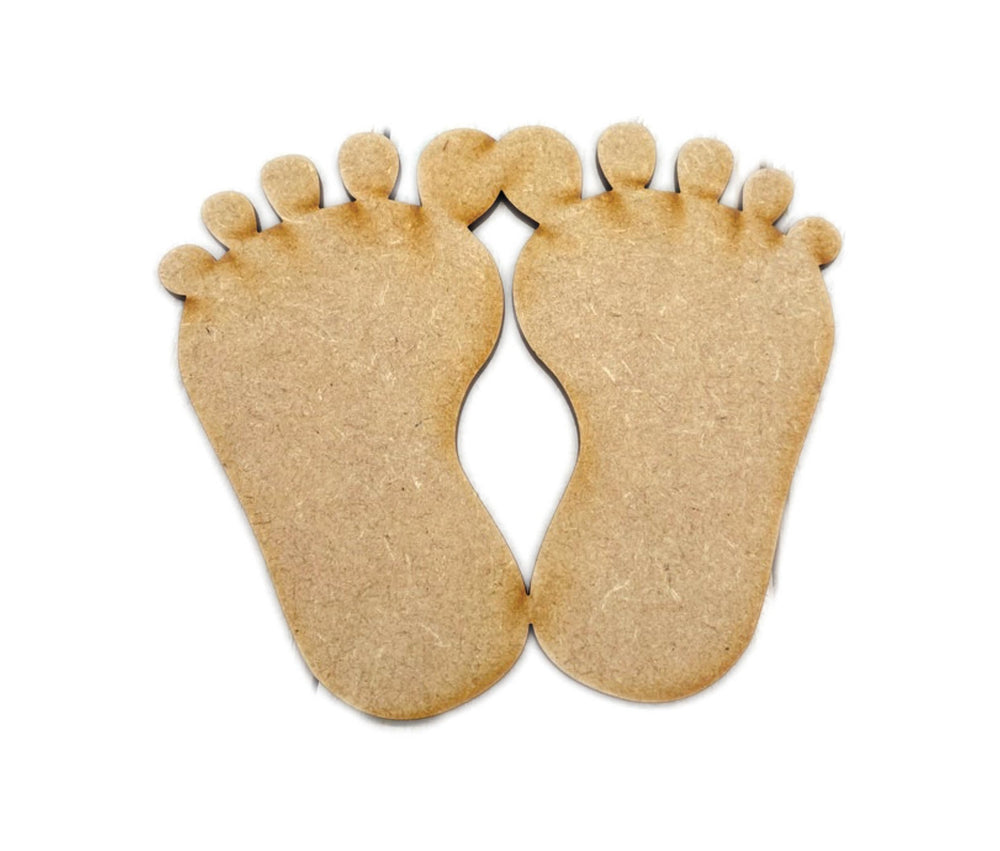 snoogg 4 piece of 6 inch baby foot mdf wooden laser cut outs for art and crafts diy project