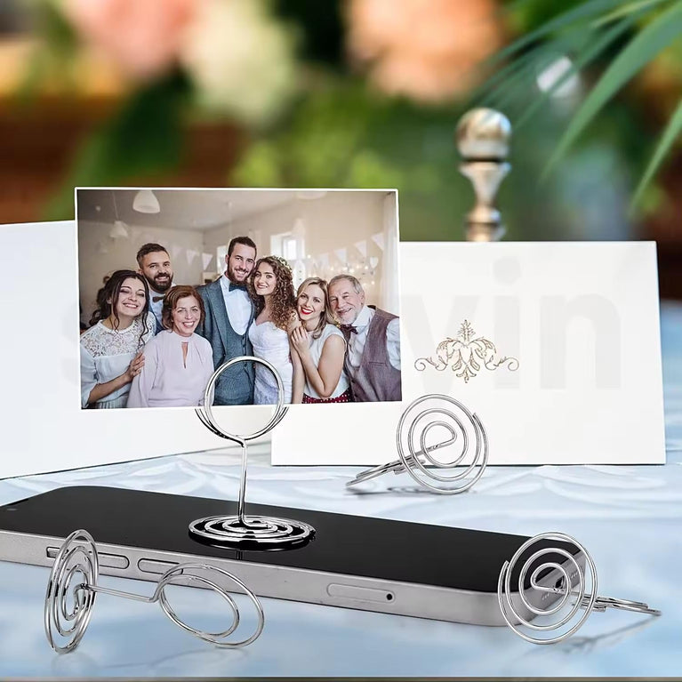 SNOOGG Steel Gold Plated Table Number Holders Place Card Holder Table Number Stands for Wedding Party Graduation Reception Restaurant Home Centerpiece Decorations Office Memo (12)
