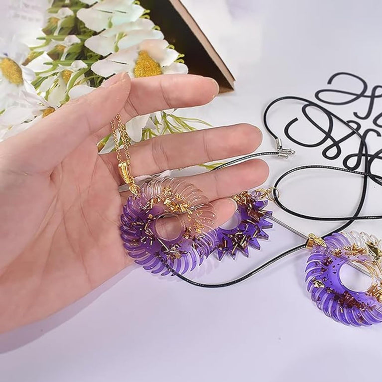 SNOOGG Cosmic Gears Suns Silicone Mold 8 Cavity Epoxy Resin Eco Gypsum Alternate to Jesmonite Casting for Jewelry Pendants Earrings Charms and Steampunk Crafts