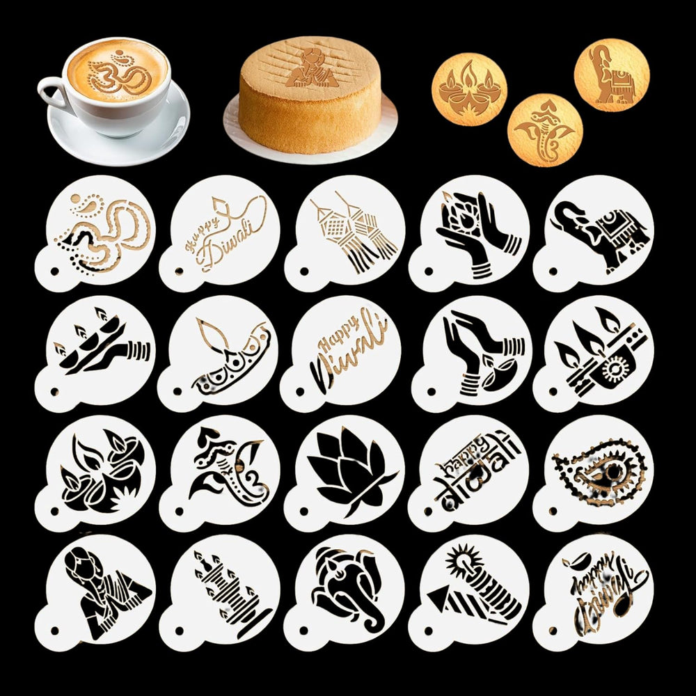 snoogg 25 reusable plastic stencils is ideal for adding hindu festival themed designs to yo