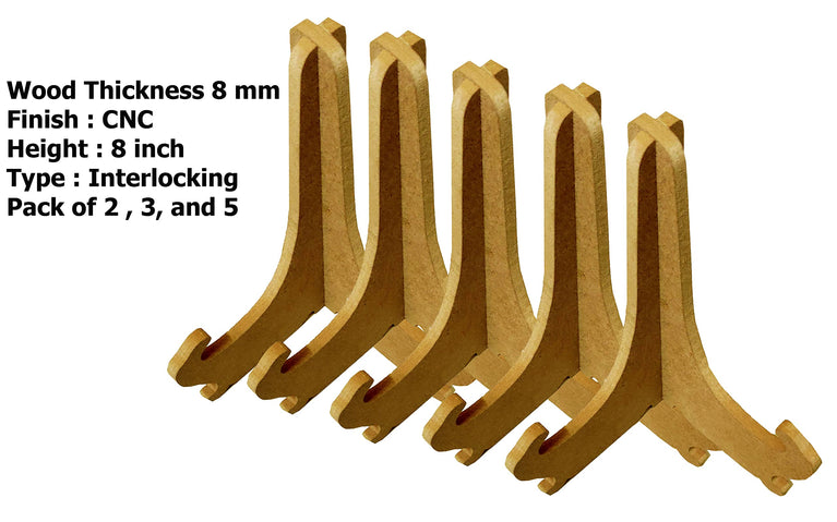 snoogg mdf 8 inch and 8 mm thick cnc cut interlocking space saving easel stands for table t