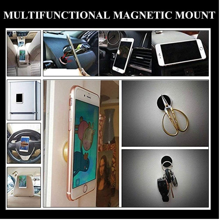 SNOOGG Strong Magnetic Mounts 1 Pack Gold with 3M Adhesive. Flat Cell Phone Holder for Car Dashboard, Wall, Mirror. Cute Stick on Universal Kit for Tablets, Smartphones for Girls, Women (1)