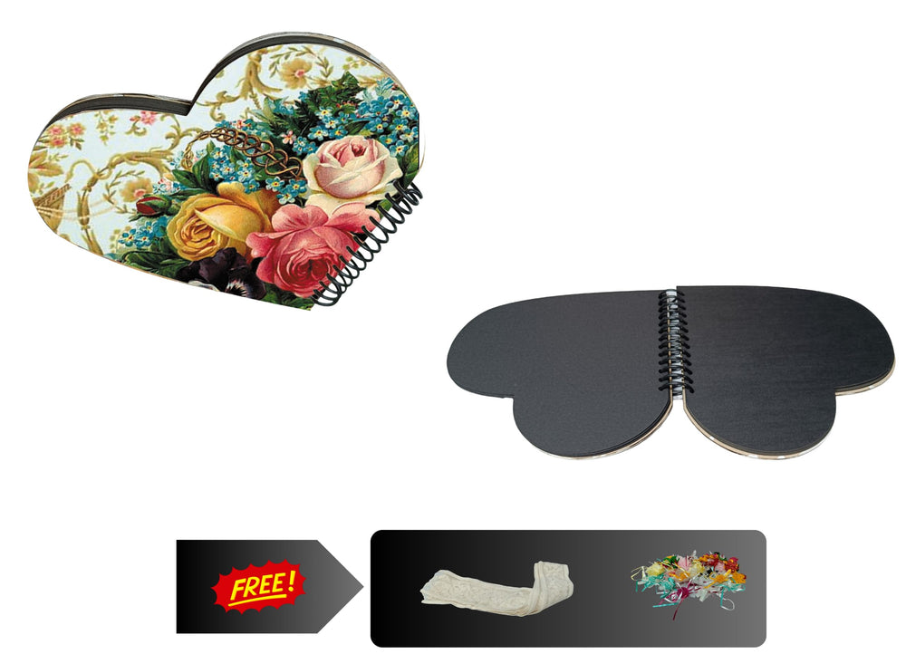 snoogg heart shape scrapbook journals album hard wood u v printed with resin art cover with