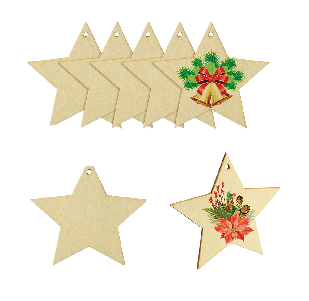 snoogg 6 piece of 4 inch starmdf wooden laser cut outs for art and crafts diy project resin