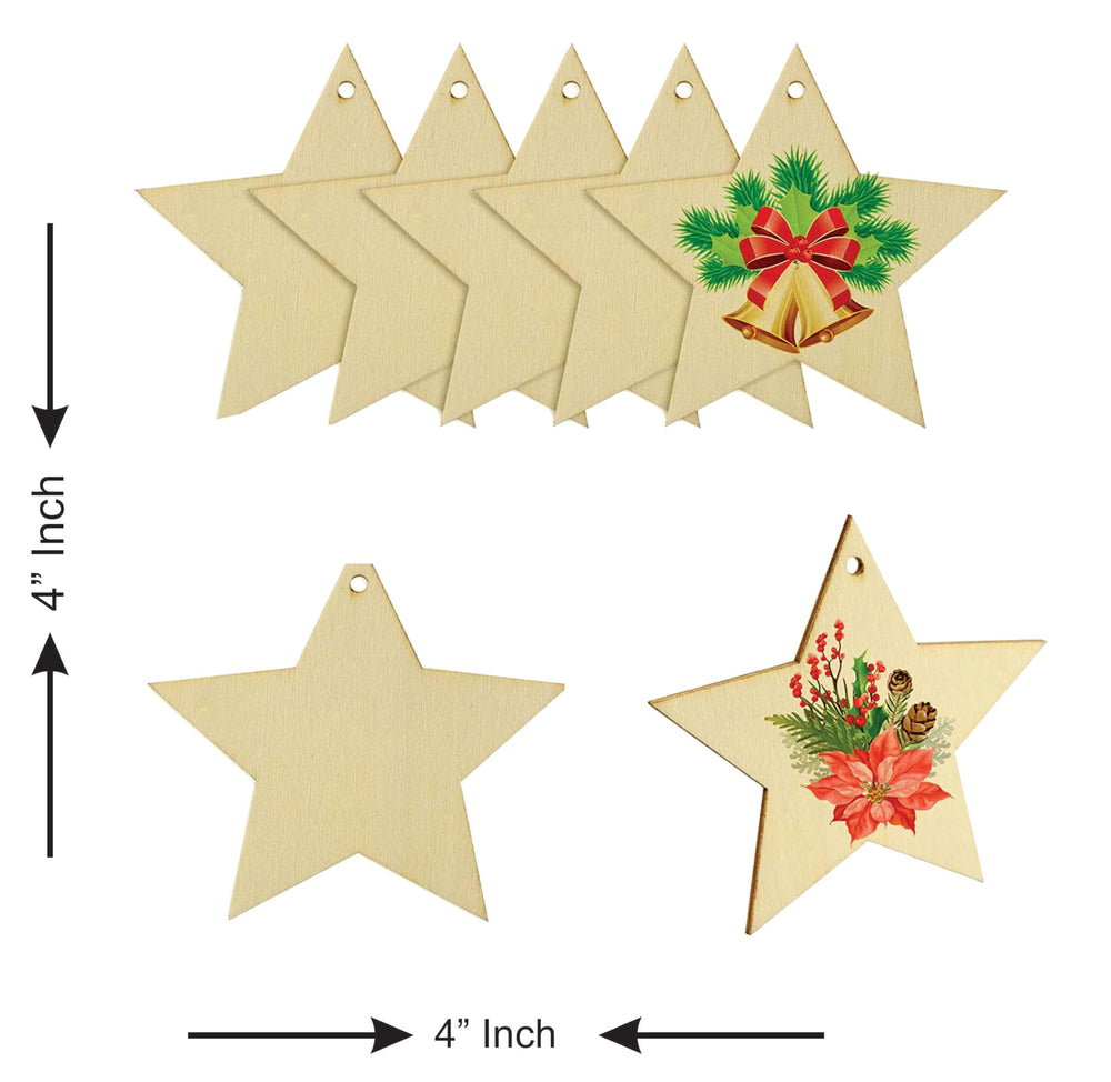 snoogg 6 piece of 4 inch starmdf wooden laser cut outs for art and crafts diy project resin