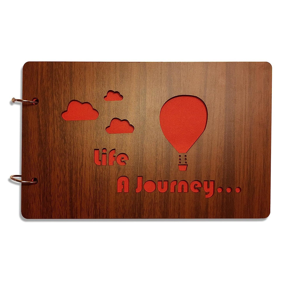 snoogg wooden front and back cover scrapbook with 60 black page photo album rectangle 10x6