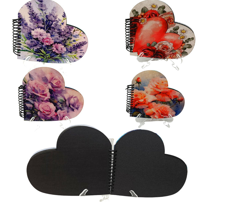 snoogg heart shape scrapbook journals album hard wood u v printed with resin art cover with