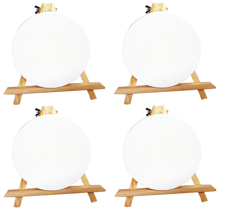 snoogg art party series portable 6 stretched canvas round with 8 tabletop display stand a f