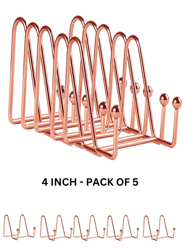 snoogg 4 inch pack of 5 display stands rose gold plate stands metal frame holder stand for