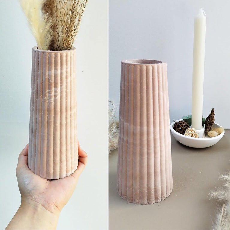 SNOOGG Striped Vase Silicone Mold for Resin Casting 8 inch Tall Flower Pot Mould for Epoxy Gypsum Concrete Cement Wax Candles DIY Pen Holder Home Decor Art Craft