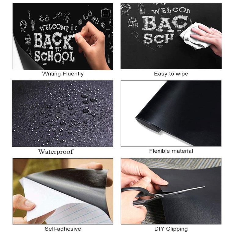 snoogg removable chalkboard contact paper roll with 5 colorful chalks self adhesive blackbo