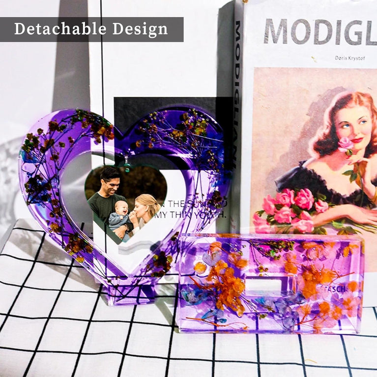 SNOOGG Double Heart Photo Frame Resin Mould, 8 inch, Silicone Epoxy Casting Mould for DIY Picture Frames, Crafts, Home Decor