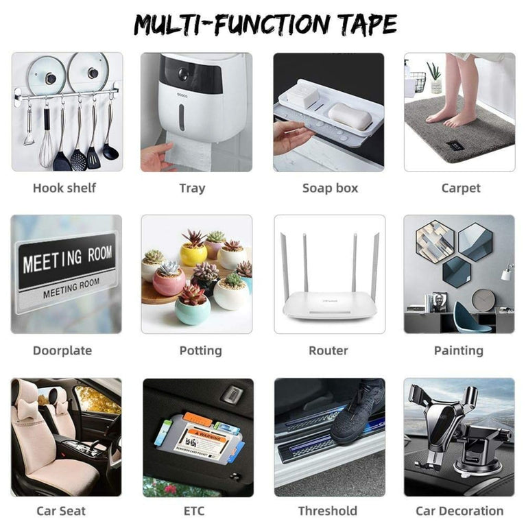 SNOOGG 30mm x 16.5 Feet Pack - 2 Heavy Duty Nano Tape Extra Strong Double Sided Mounting Tape, Washable & Reusable Adhesive Grip for Walls, Picture Hanging, Decorations, Crafting, Fixing, DIY