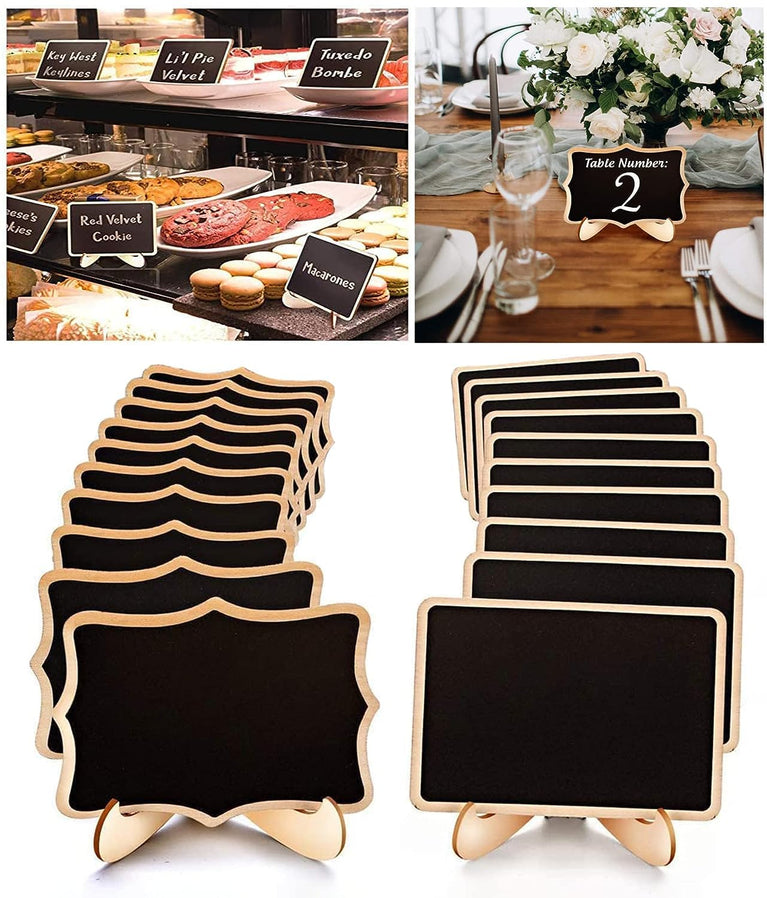 snoogg pack of 20 pcs wooden chalkboard food menu display chalkboard labels with easel stan
