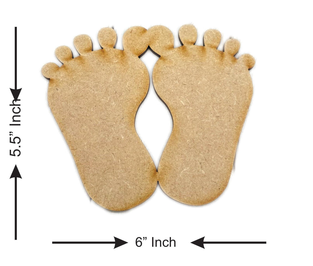 snoogg 4 piece of 6 inch baby foot mdf wooden laser cut outs for art and crafts diy project