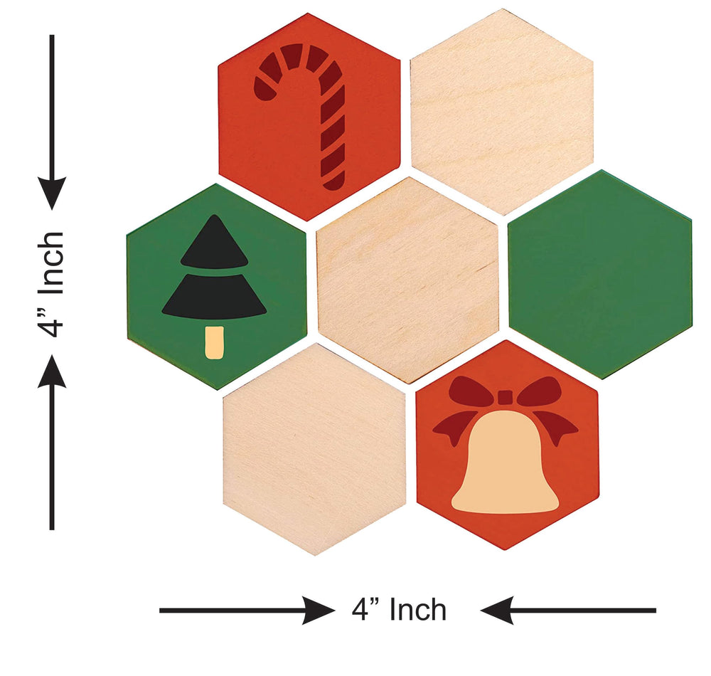 snoogg 6 piece of 4 inch hexagonal mdf wooden laser cut outs for art and crafts diy project