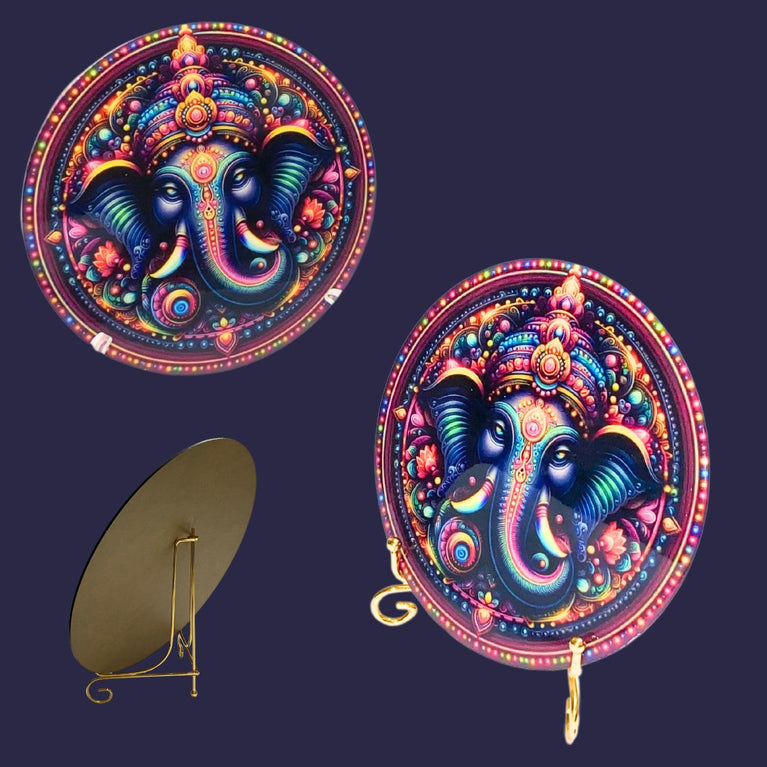 snoogg god ganesha siddhivinayak desktop 3d uv reactive with epoxy resin picture and foldab