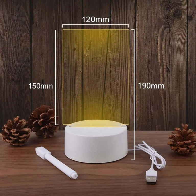 SNOOGG 6X8 Round LED Note Board: 7 Color Crack Base, Touch Control Erasable Writing Tablet. Luminous USB/Battery Design for Creative Gifts, Desk