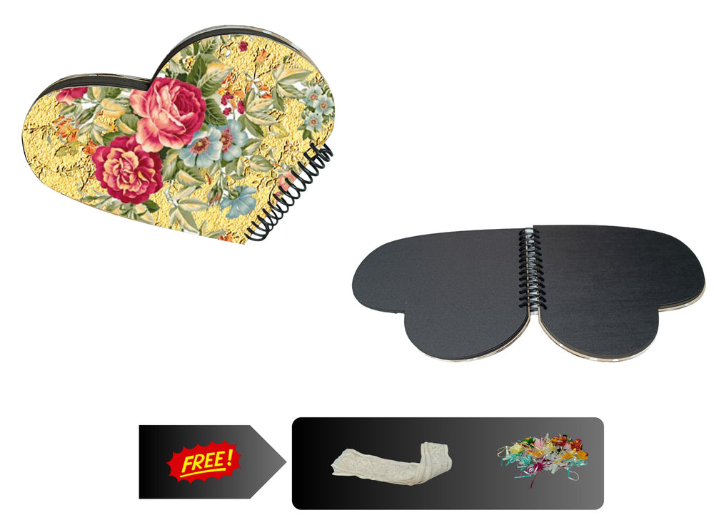 snoogg heart shape scrapbook journals album hard wood u v printed with resin art cover with