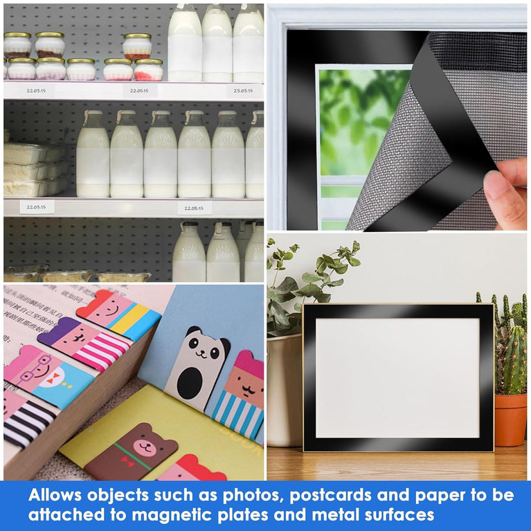SNOOGG Magnetic Tape, 1 inch in Width and 10 feet in Length, Flexible Sticky Magnetic Strips with Adhesive Backing for whiteboards, refrigerators, Kitchens, garages, Craft and DIY Projects (5 Feet)