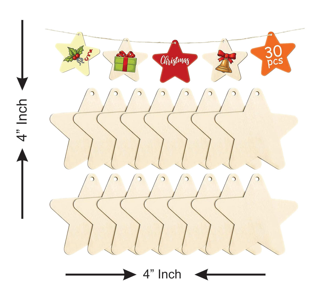 snoogg 6 piece of 4 inch star curvmdf wooden laser cut outs for art and crafts diy project