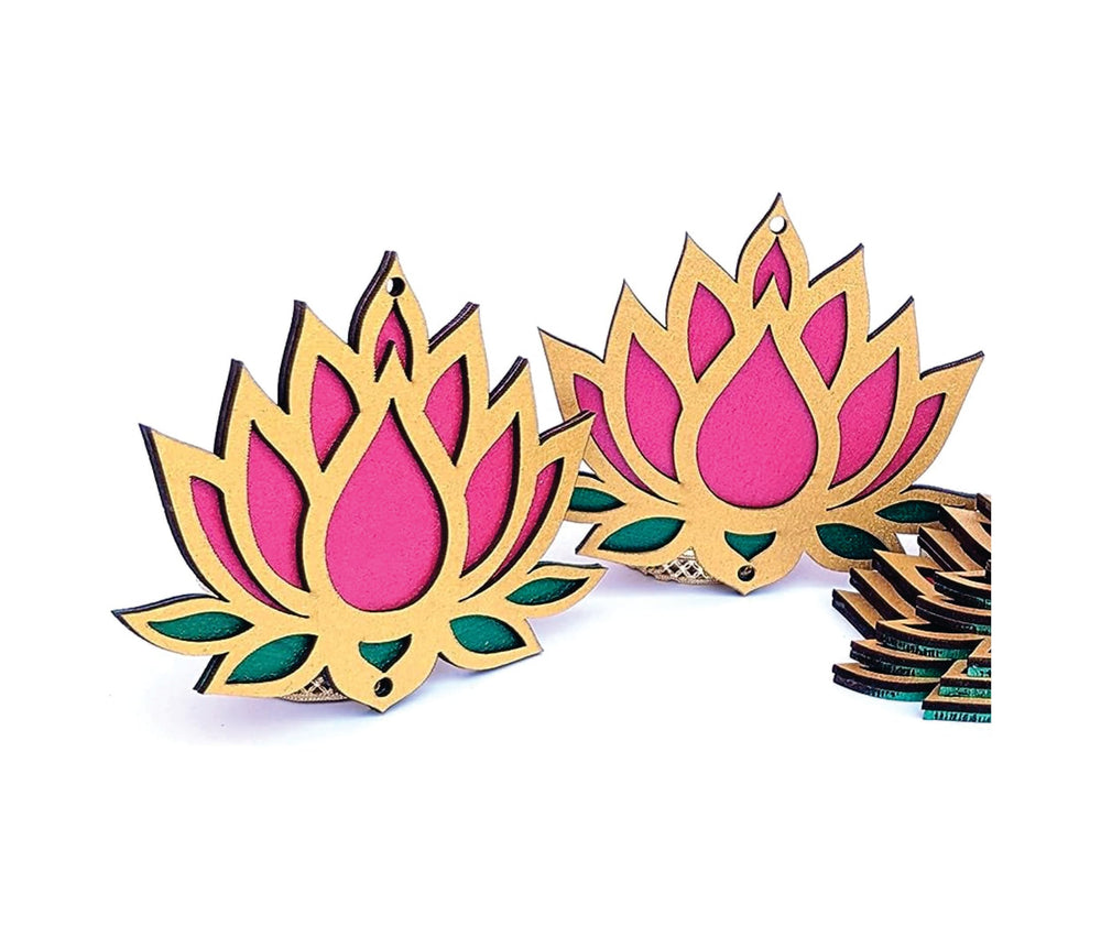 snoogg 6piece of 6 inch lotusmdf wooden laser cut outs for art and crafts diy project resin