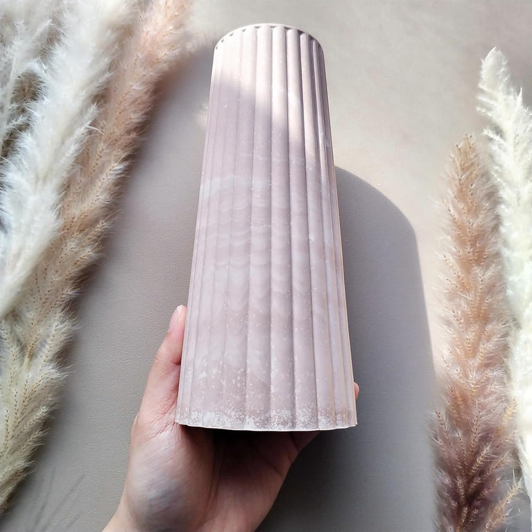 SNOOGG Striped Vase Silicone Mold for Resin Casting 8 inch Tall Flower Pot Mould for Epoxy Gypsum Concrete Cement Wax Candles DIY Pen Holder Home Decor Art Craft