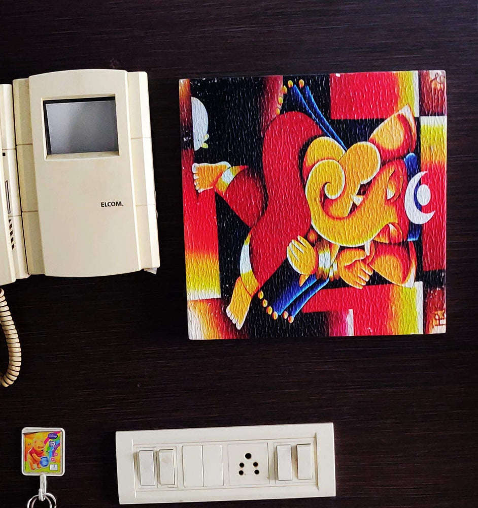 snoogg art lord ganesh painting print art work for home living room office decor 100 wood a