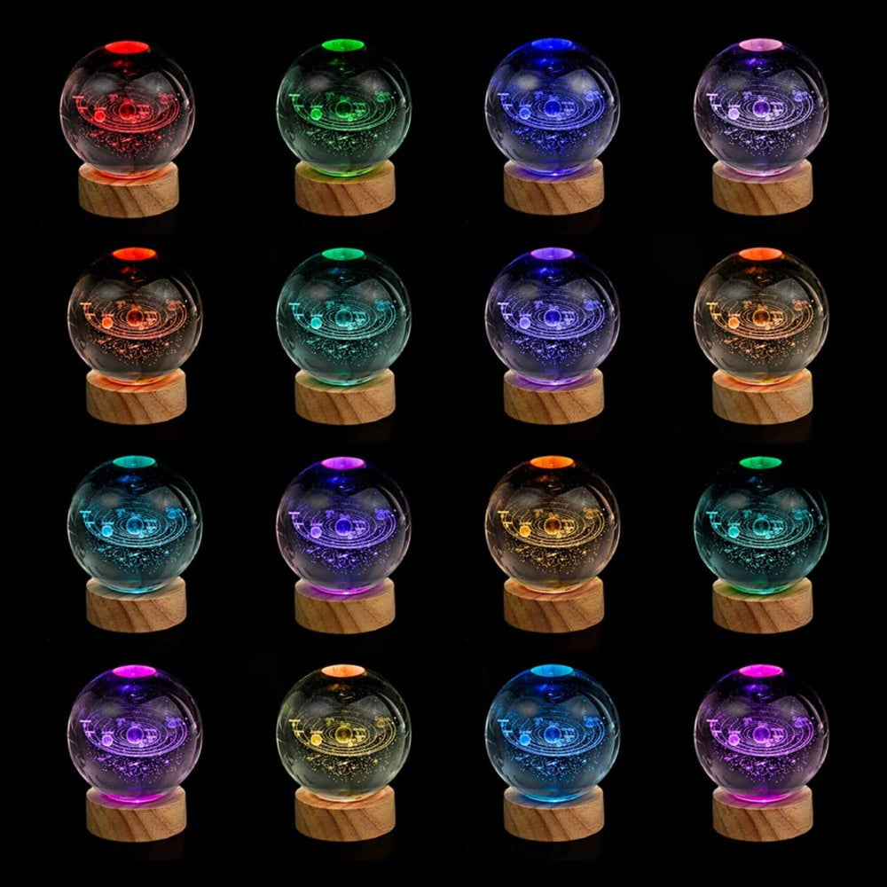 snoogg 60 mm solar system crystal ball night light dimmable warm rgb colour night lamp with