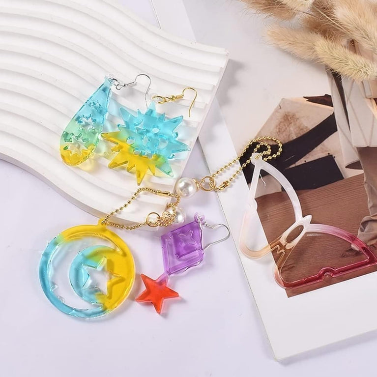SNOOGG Celestial Sunburst Gear Silicone Mold Set Epoxy Resin Eco Gypsum Alternate to Jesmonite Casting for Jewelry Making Pendants Earrings Keychains and Charms