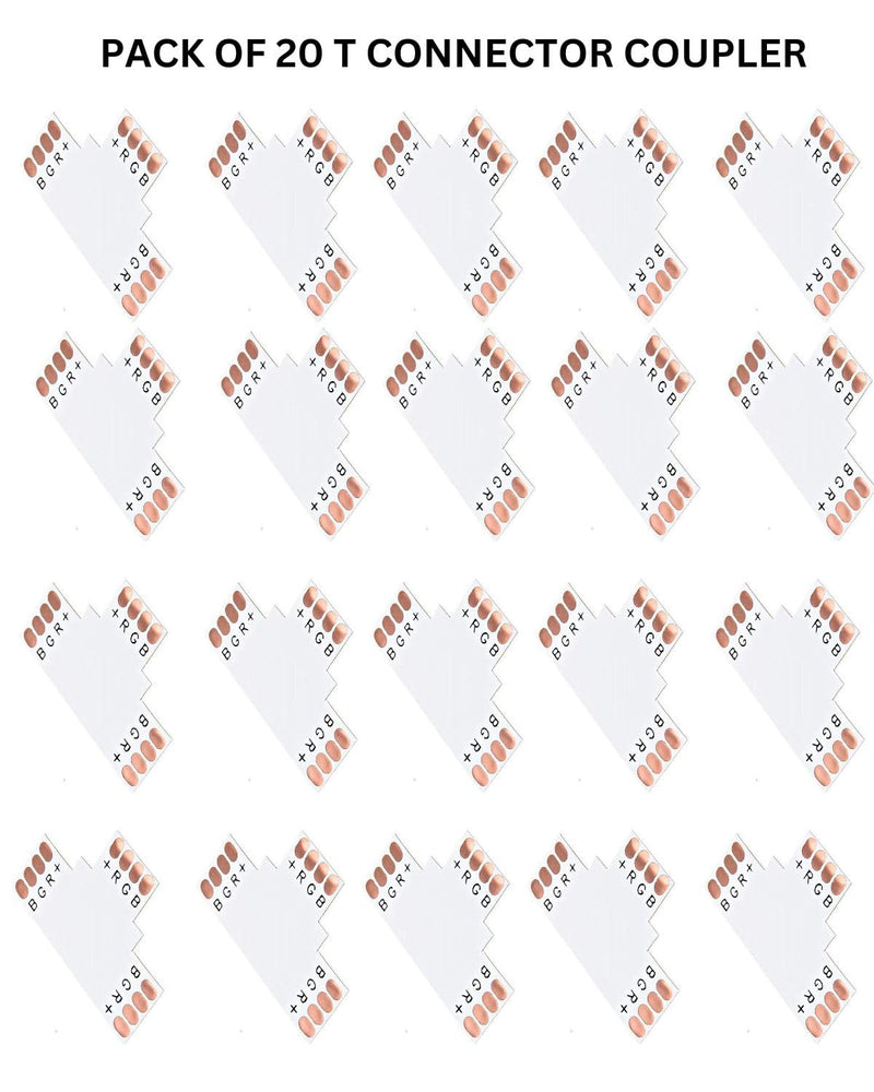 snoogg 20 pc pack combo of 4 pin 10 mm extension coupler connectors type t shape solderless