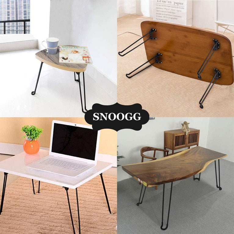 SNOOGG Set of 3 Heavy-Duty Metal Foldable Table Legs Furniture Legs with Screws for DIY Coffee Tables & Side Desks