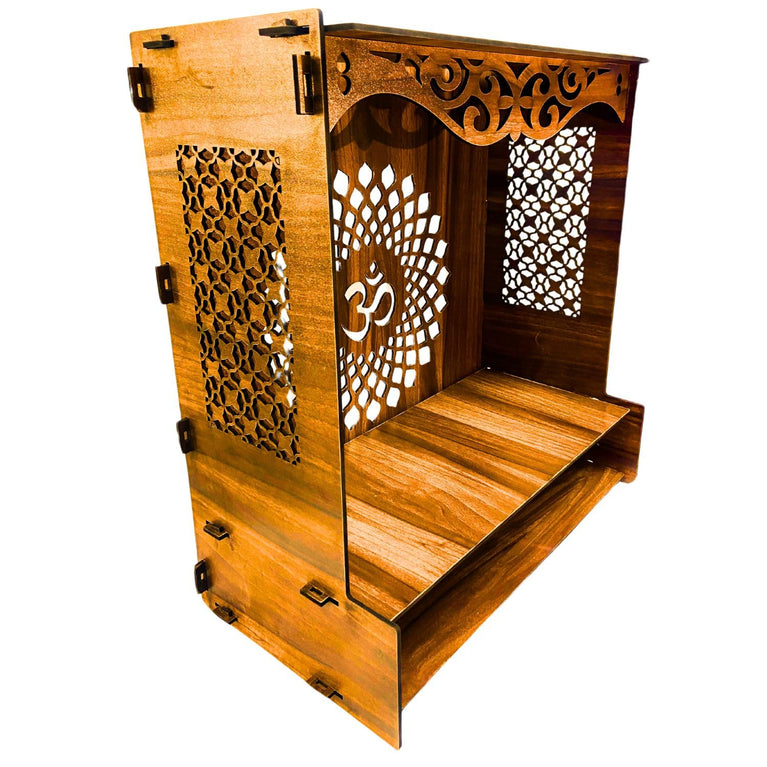 snoogg wall mounted wooden pooja mandir temple stand for home and office easiest assembly w