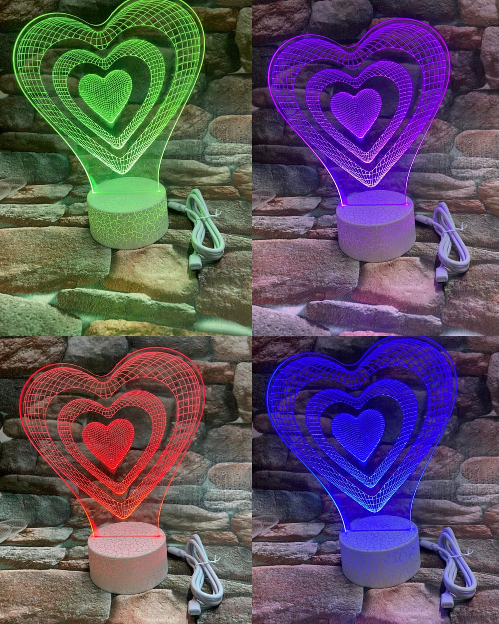 snoogg valantine heart night light dimmable night light acrylic plate and sturdy abs base i